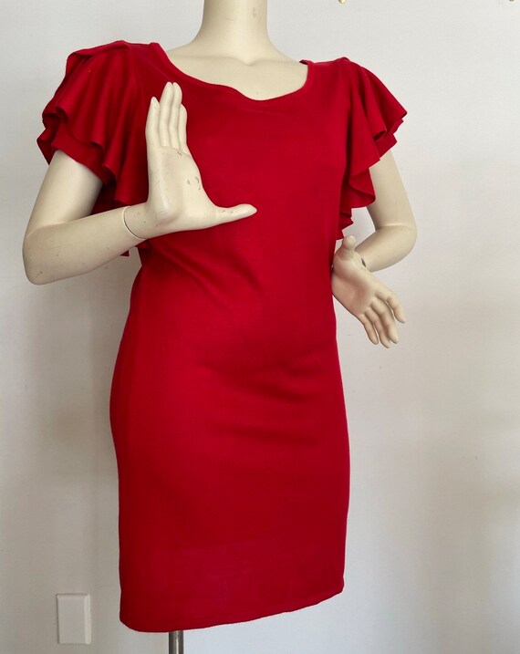 Bright Red Knit Dress by Designer Calvin Klein wi… - image 8