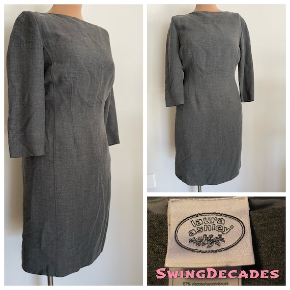 Sweet Designer Pencil Dress in Gray Wool Blend By… - image 1