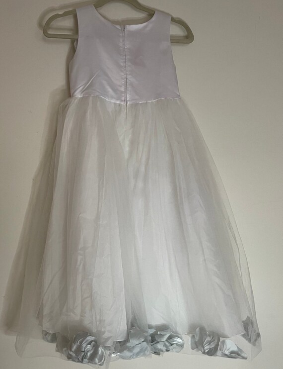 White Chiffon with Silver Flower Girls Dress  in … - image 3