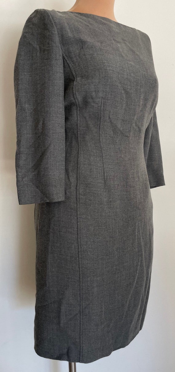 Sweet Designer Pencil Dress in Gray Wool Blend By… - image 2