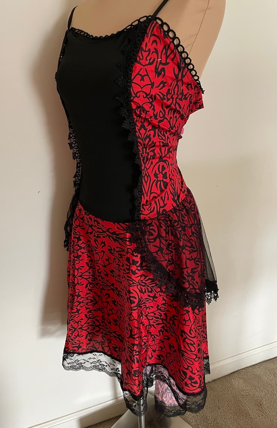 Sexy Plus Size French Maid Dress 90s Costume Lace Overlay and Dip