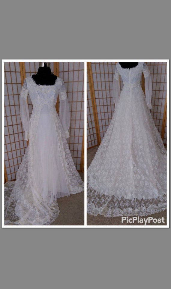 Antique White Mori-Lee Scoop Neck Wedding Gown cir