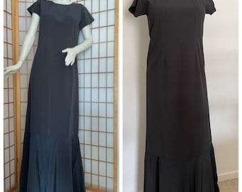 Extra Tall 3X #12 Black Crepe and Chiffon Formal with Mermaid Skirt Never Worn Excellent Condition Plus Size