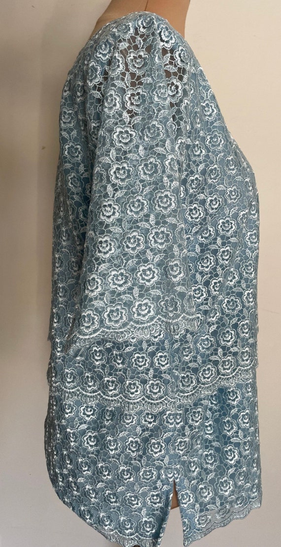 XL Light Blue Lace Formal Top in Large Size Never… - image 3