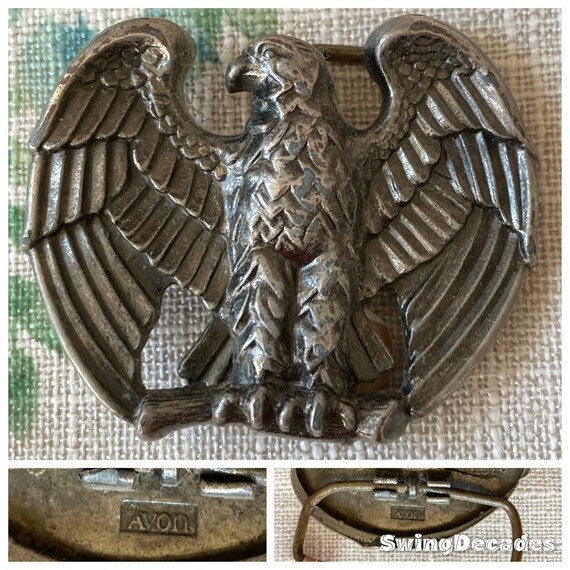 1982 Avon American Eagle Belt Buckle In Pewter Co… - image 7