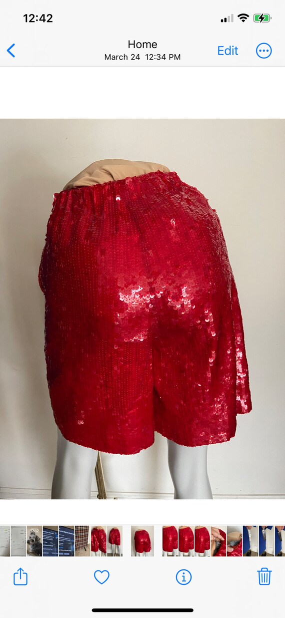 Sparkling 80s Red Silk Sequined Shorts Dance Cosp… - image 6
