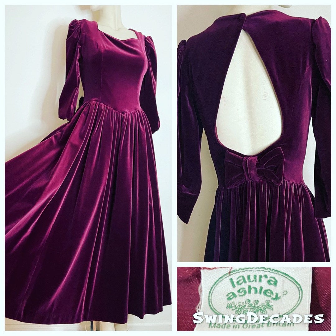 Sweet 80s Velvet Designer Dress in Burgundy by Laura Ashley. Excellent  Vintage Condition Labeled Vintage Size 10 - Etsy