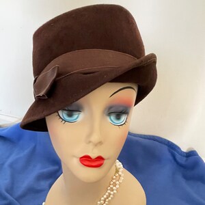 40s Brown Wool Hat by Ritz,henry Polska, NY Tall Profile in Medium Size ...