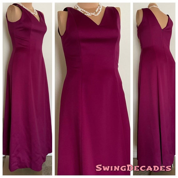 Stunning 90s Purple/Burgundy Satin Formal Dress b… - image 1