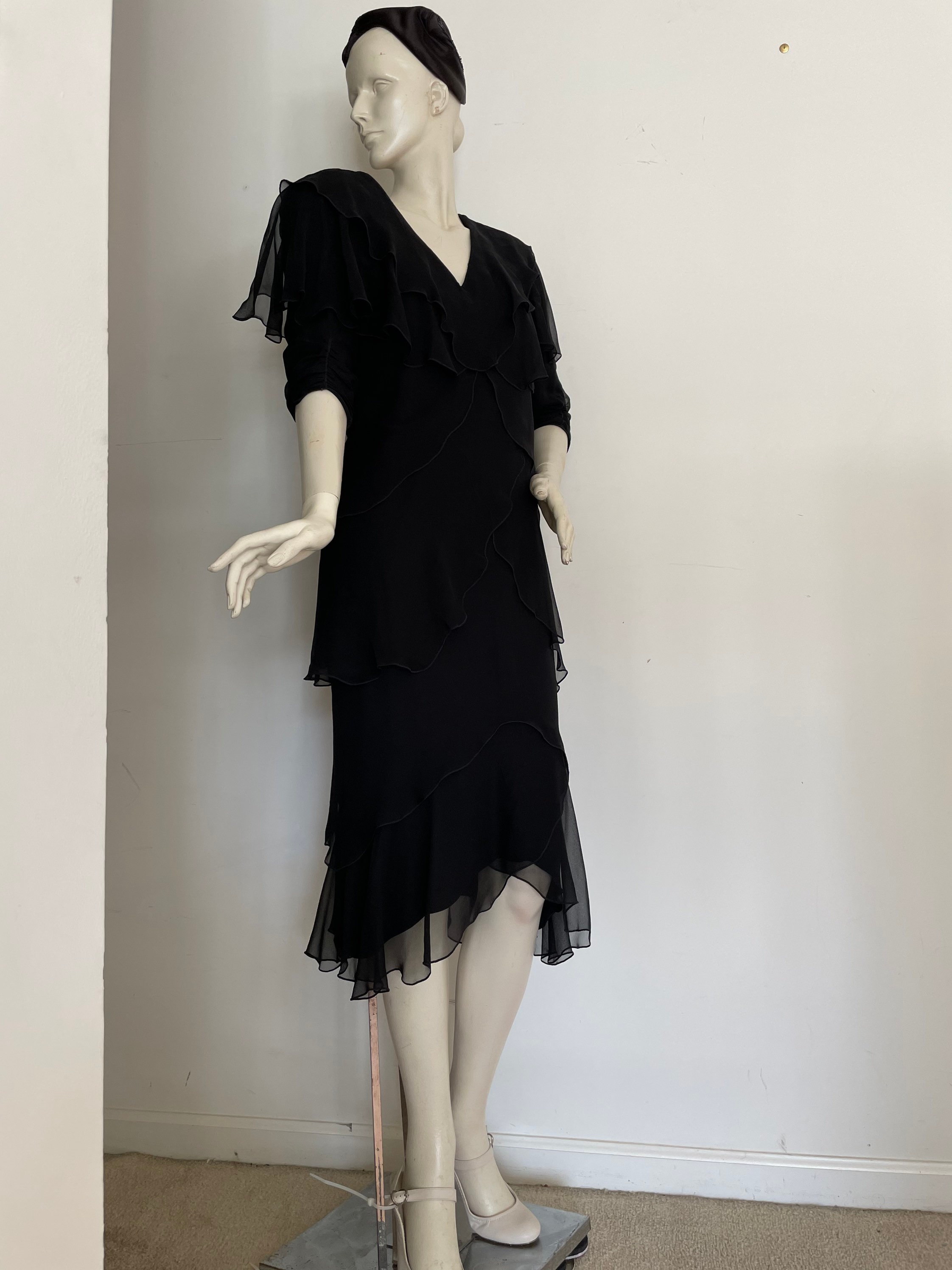 RARE Holly's Harp Ruffled Layers Dress With Cape Style
