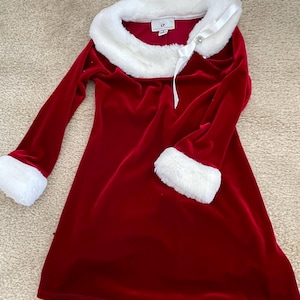 red dress with white fluff Red Fluffy Dress