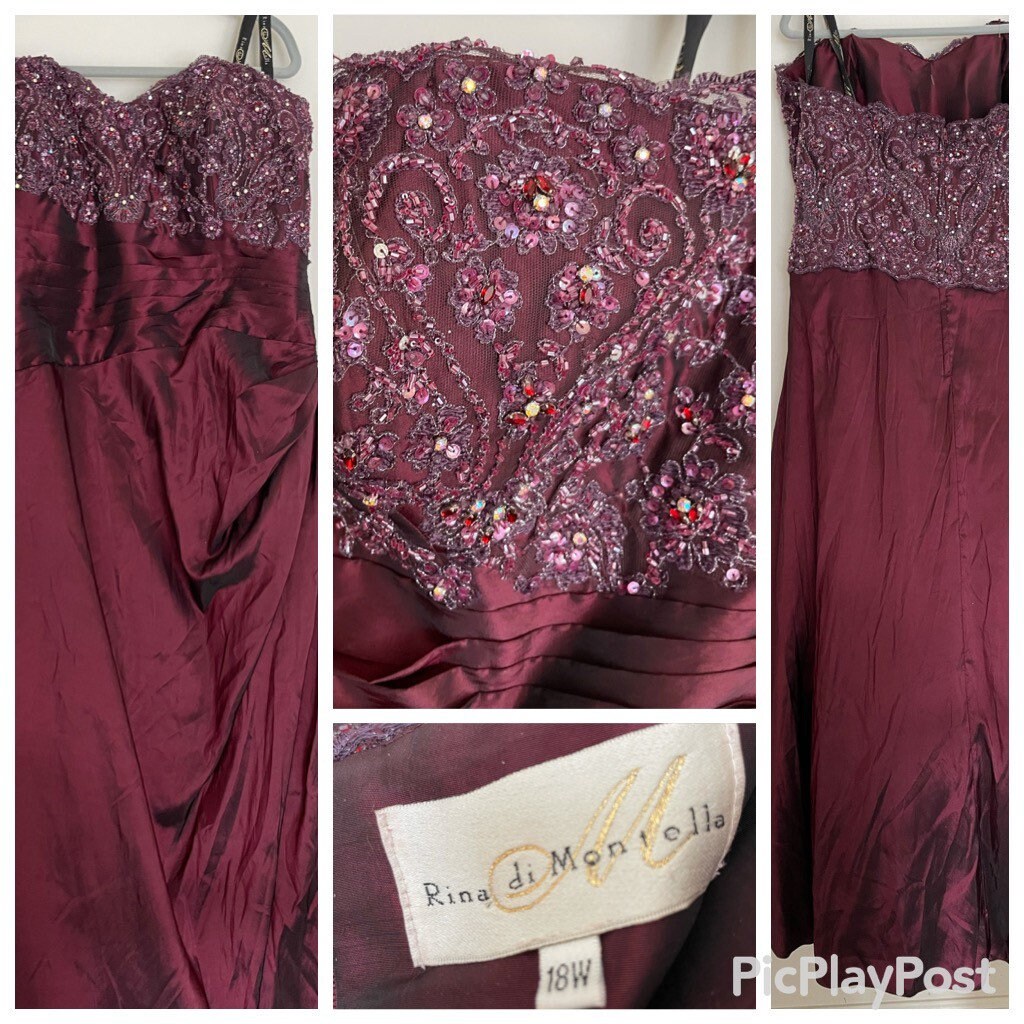 Strapless Burgundy Gown With Beaded Top Perfect for Holiday - Etsy