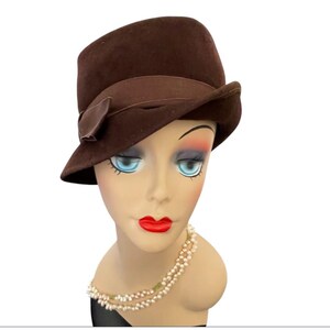 40s Brown Wool Hat by Ritz,henry Polska, NY Tall Profile in Medium Size ...