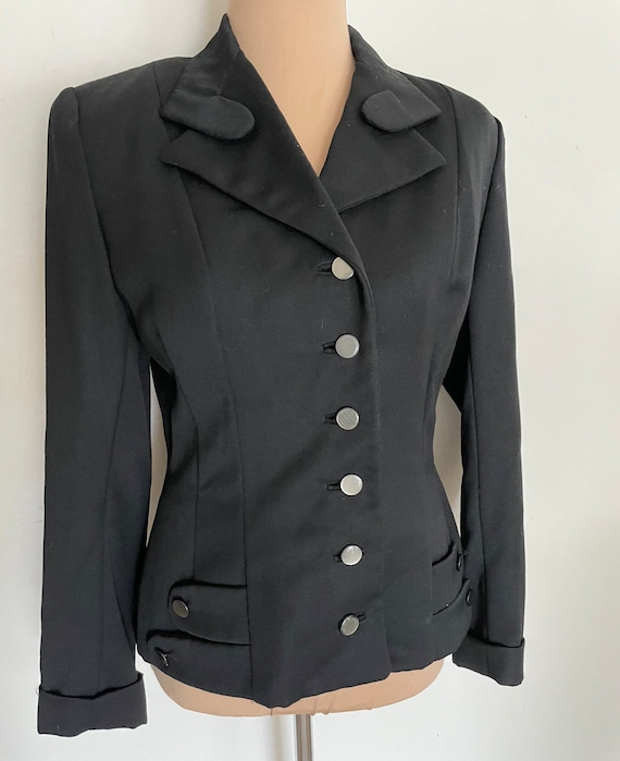 Late 40s Sophisticated Little Black Suit Coat  in… - image 2