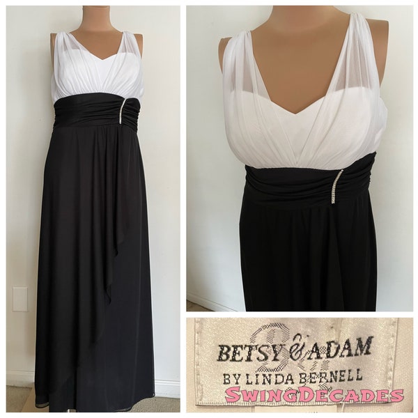 Stunning Betsy Adams Black & White Formal Dress New with Tags Large Size 18W Great Vintage Condition