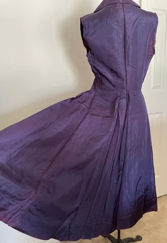 Dazzling 40s Rich Purple Taffeta Dress with Full … - image 8