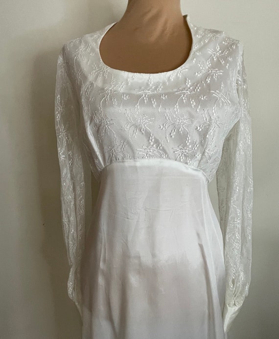 70s White Lace Top Maxi Dress for Wedding, Prom o… - image 4