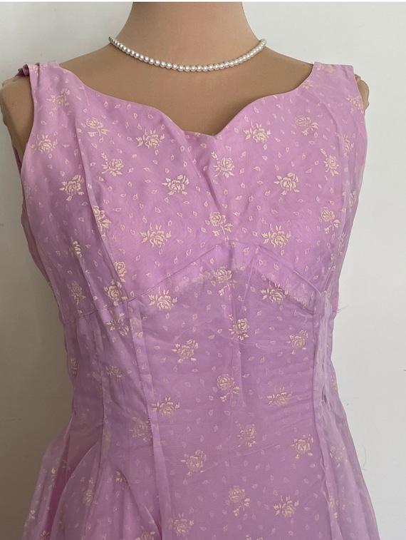 Crisp Flocked Lilac MidCentury Two Piece Dress an… - image 7