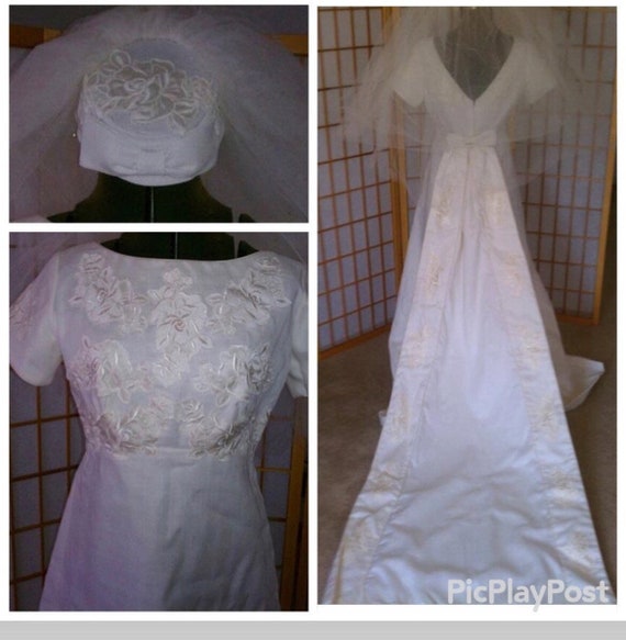 Buy SALE Jackie Kennedy Style 60 s Three Piece Linen Wedding Dress Set by Teglers of Buffalo Dress Detachable Train and Pill Box Hat With Veil Online in India Etsy