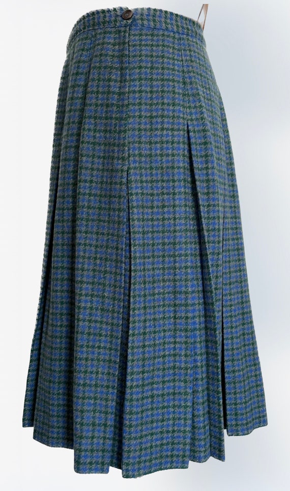 Pleated School Girl Skirt in Blue, Green & Gray P… - image 4