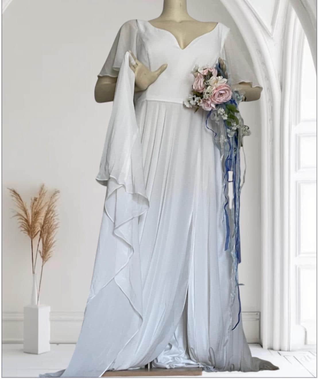 White Chiffon Wedding Gown
