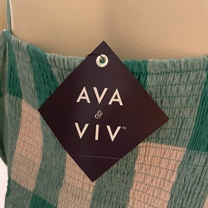 Sweet Linen Blend Sun Dress in Green and White New With Tag Plus Size