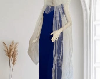Full Length Three Layer Bridal Veil Caplet with Alecon Lace Trim  Great Vintage Condition