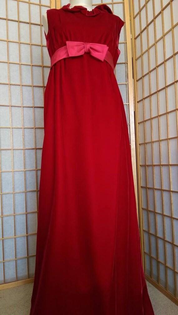Lady in Red Velvet Emma Domb 60s Formal Gown Maxi… - image 3