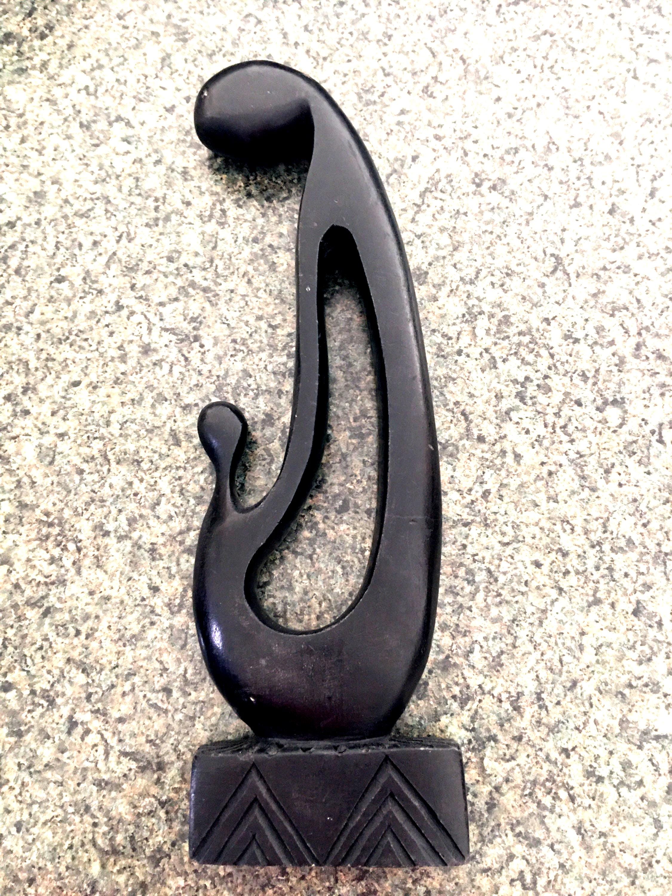 Striking Ebony Parent and Child Statue Carved in Wood
