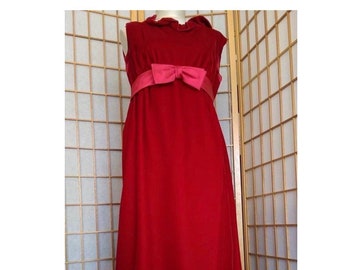 Lady in Red Velvet Emma Domb 60s Formal Gown Maxi Dress Designer Great Vintage Condition