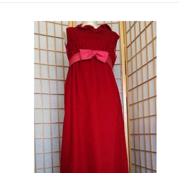 Lady in Red Velvet Emma Domb 60s Formal Gown Maxi… - image 1