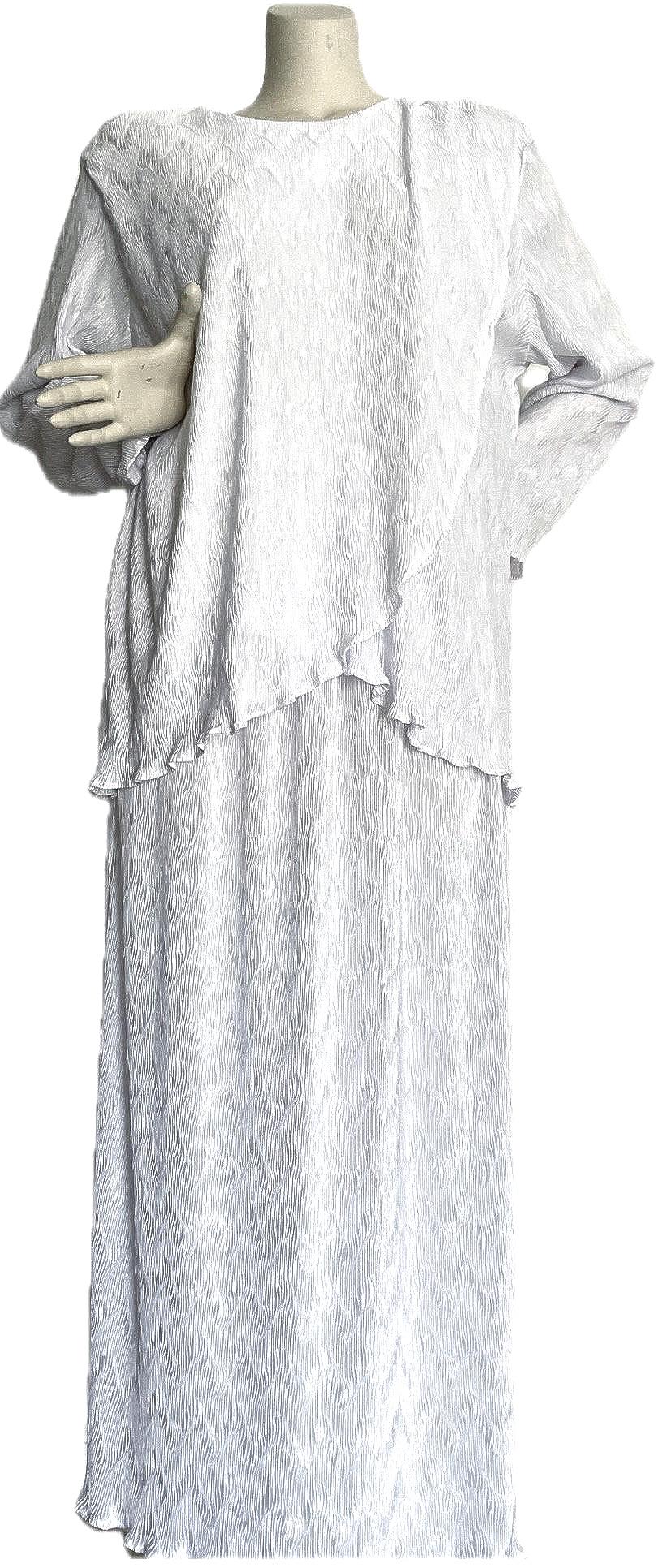 White Formal Set with Tunic Top and Long Skirt in Never Worn Excellent Vintage Condition Large Plus Sizes XL 1XL 2XL