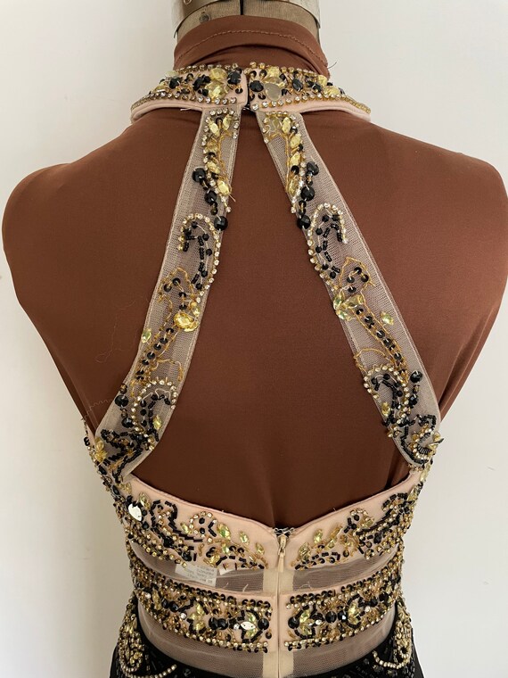 Amazing Cleopatra Influenced beaded Halter Gown w… - image 4