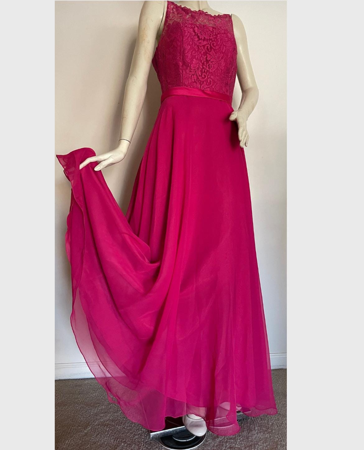 Deep Pink Chiffon Formal Gown