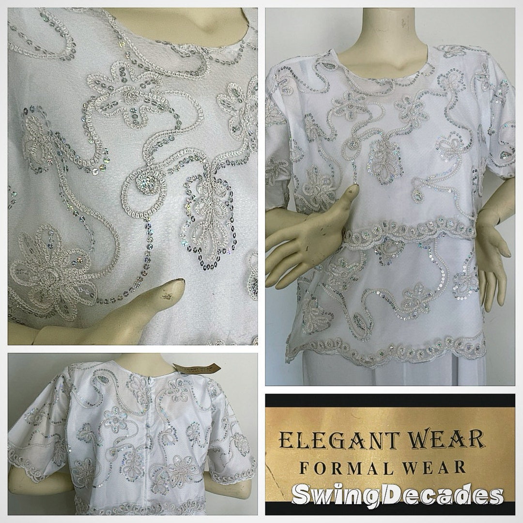 Signature Cropped Beaded Monogram Top - White