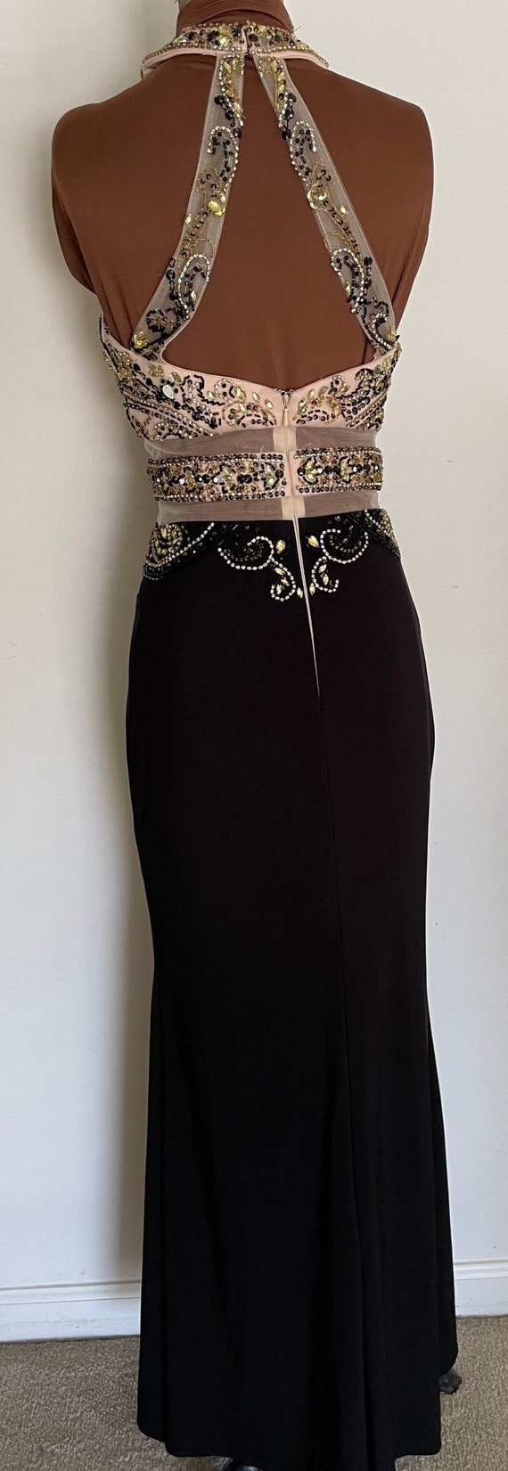 Amazing Cleopatra Influenced beaded Halter Gown w… - image 3