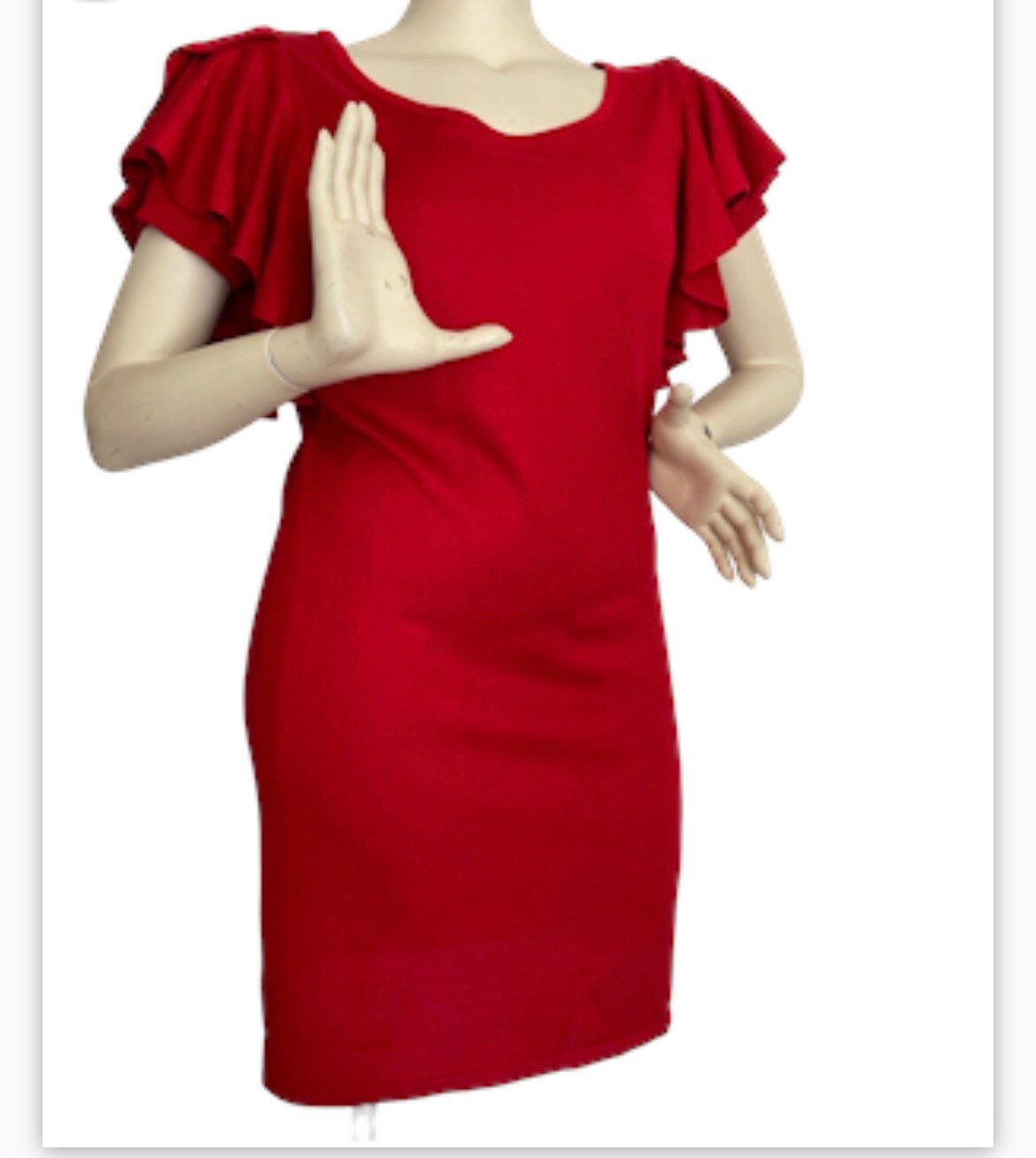 Buy Bright Red Knit Dress by Designer Calvin Klein With Angel Wing Sleeves  Large Size in Excellent Vintage Condition Online in India - Etsy