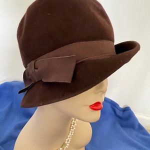 40s Brown Wool Hat by Ritz,henry Polska, NY Tall Profile in Medium Size ...