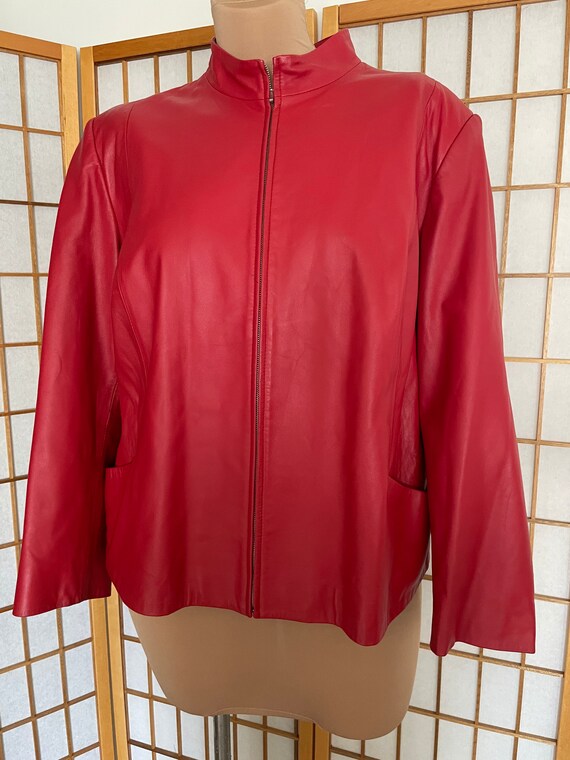 Plus red shop leather jacket