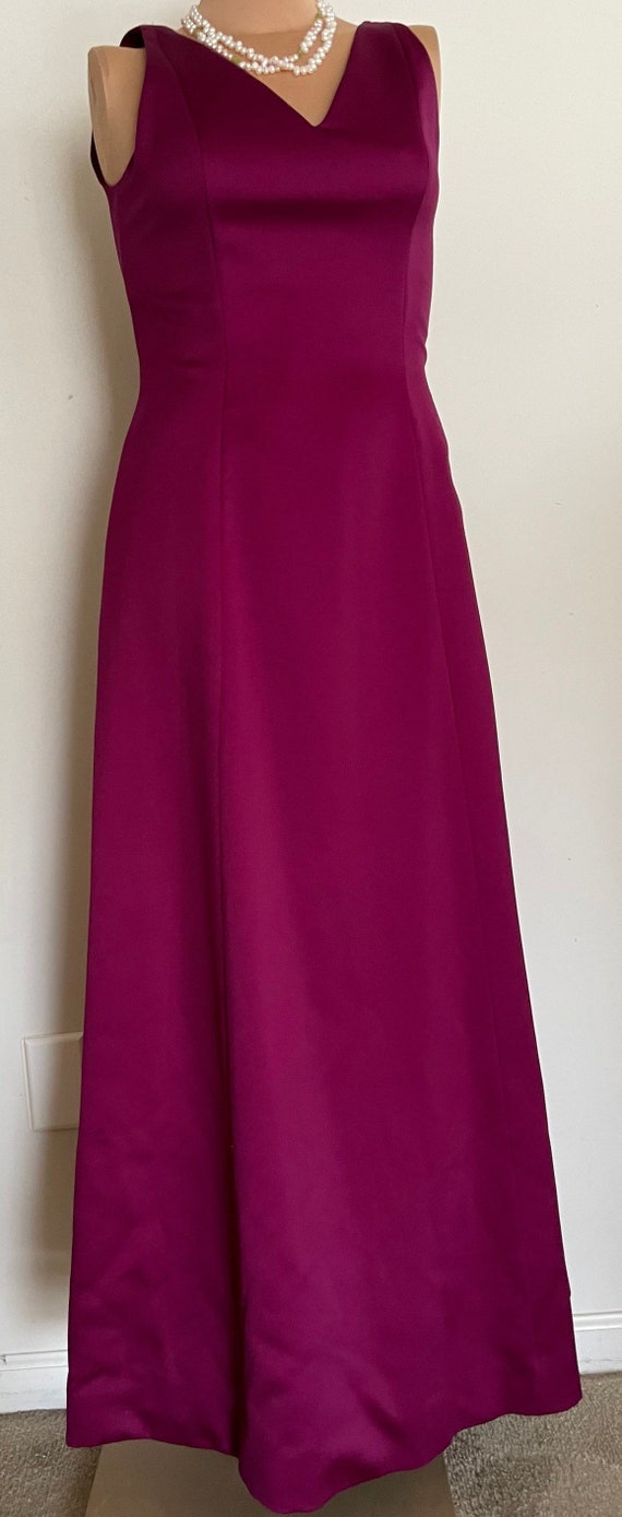 Stunning 90s Purple/Burgundy Satin Formal Dress b… - image 4