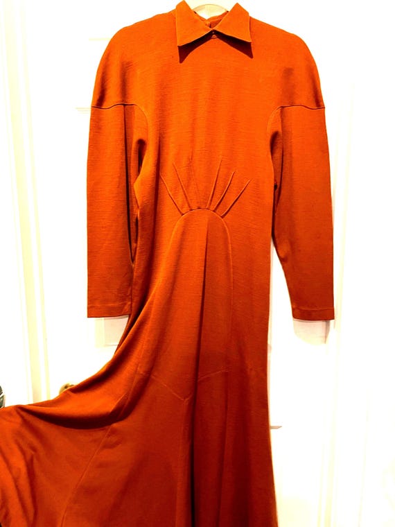 Sunburst 70s Orange Maxi Dress With Long Sleeves and High Neck Prefect to Add Vintage Accessories in Wool Knit Good Condition - Etsy Sunburst 70s Orange Maxi Dress With Long Sleeves and High Neck Prefect to Add Vintage Accessories in Wool Knit Good Condition - Etsy