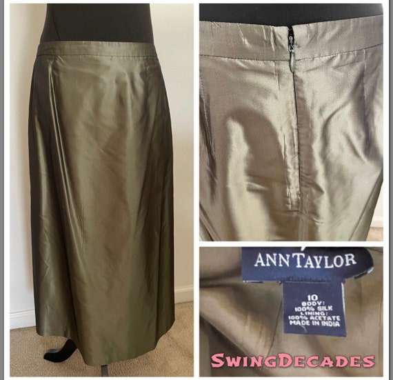 Beautiful Olive Satin Formal Skirt by Anne Taylor… - image 7