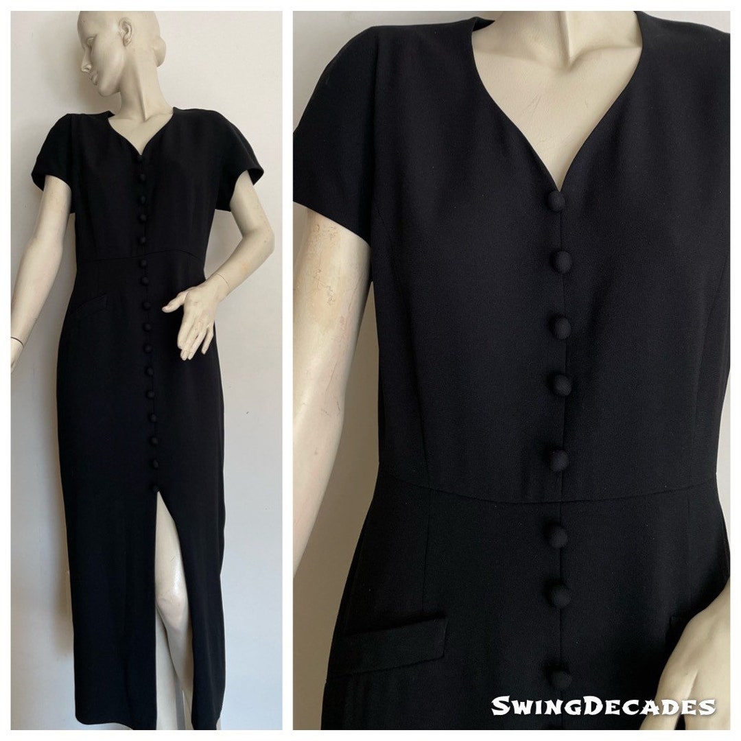 80’s Black Pin Stripe Double Breasted Dress by Jones New York main image 0