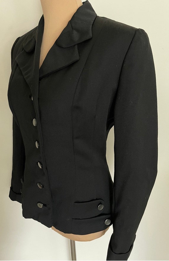 Late 40s Sophisticated Little Black Suit Coat  in… - image 5
