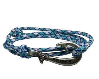 Blue Shock Adjustable Fish Hook Bracelet | Anklet