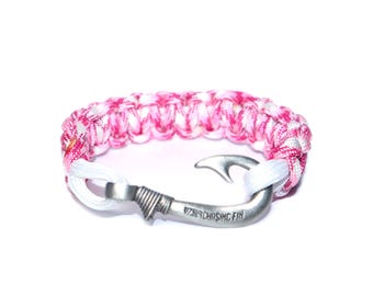 Cancer Awareness Cobra Braid Fish Hook Bracelet