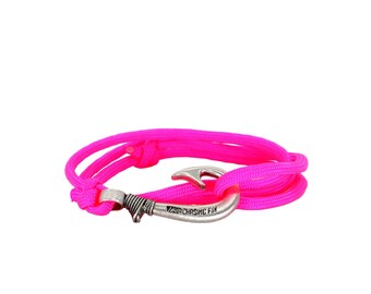 Neon Pink Adjustable Fish Hook Bracelet| Anklet  Glow in the dark