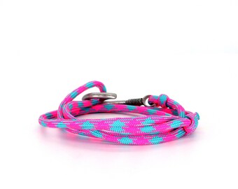Cotton Candy Adjustable Fish Hook Bracelet- Glow in the dark