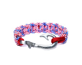 Stars & Stripes Cobra Braid Fish Hook Bracelet