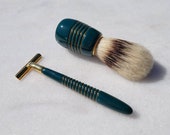 Vintage Italian Bakelite Men 39 s Badger Hair Shaving Brush and Razor Shaving Set